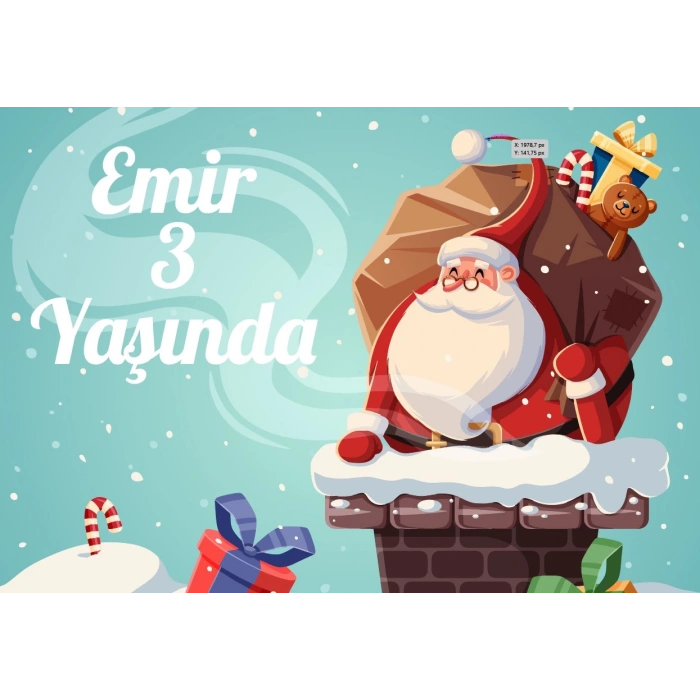 Noel Baba temalı Doğum Günü Afişi 35x50 Cm 35X50 cm