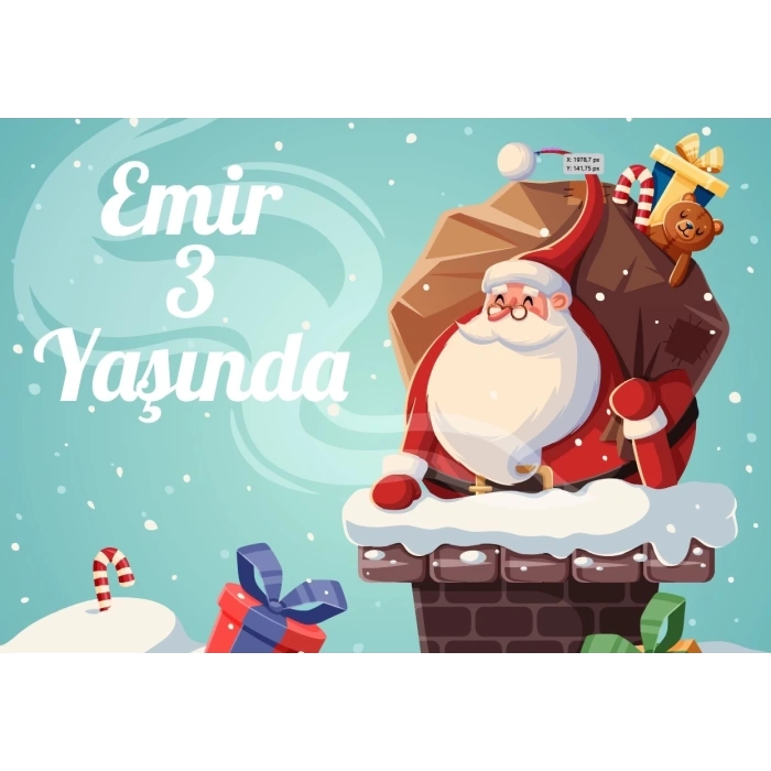 Noel Baba temalı Doğum Günü Afişi 70X100 Cm 70X100 cm