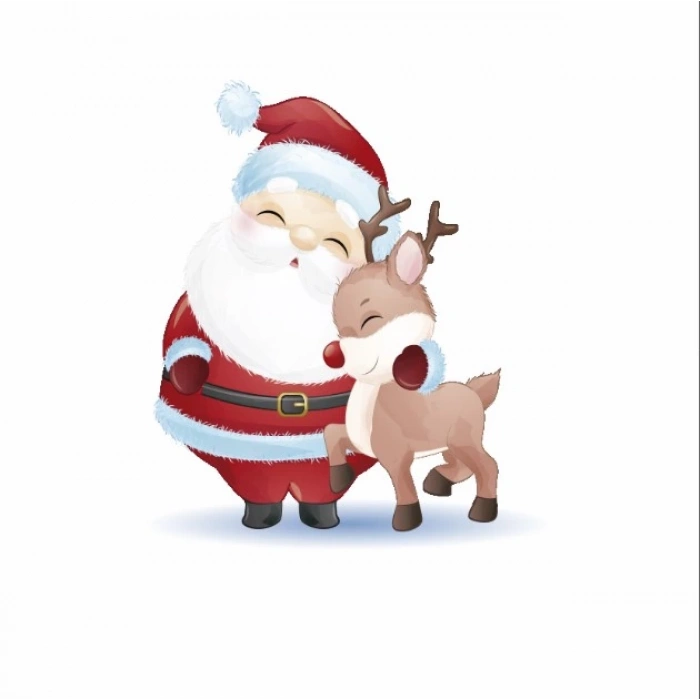 Noel Baba ve Geyik duvar Stikcer