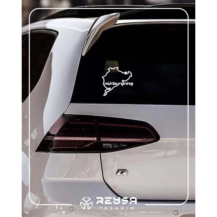 Nürburgring Araba Sticker 17x17 Cm Beyaz