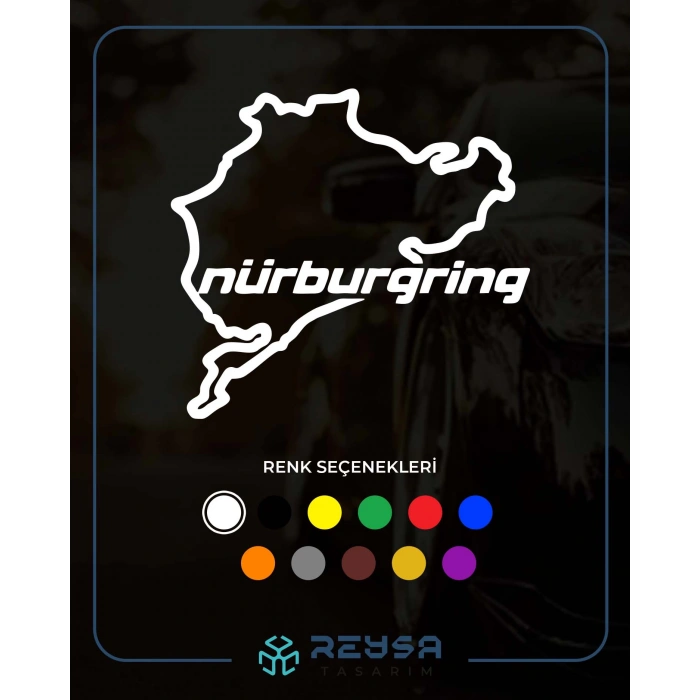 Nürburgring Araba Sticker 17x17 Cm Beyaz