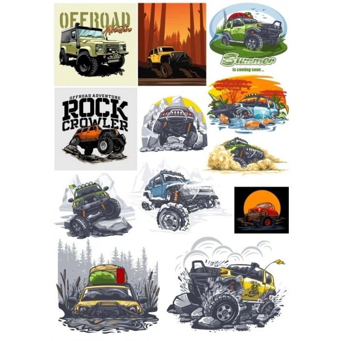 Off Road 4x4 Sticker Set 1 12 Parça Telefon, Tablet, Defter, Laptop Sticker