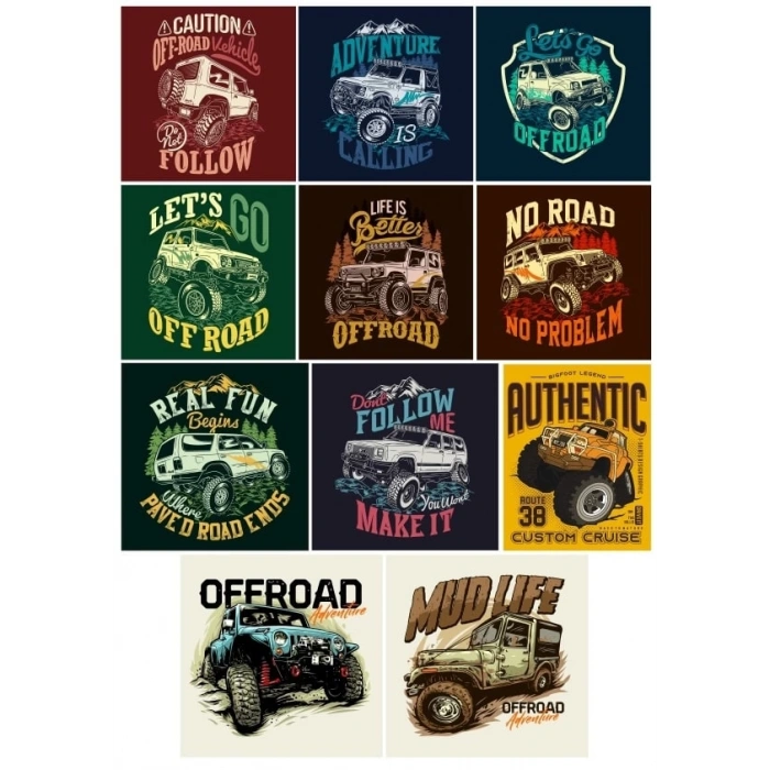 Off Road 4x4 Sticker Set 11 Parça Telefon, Tablet, Defter, Laptop Sticker