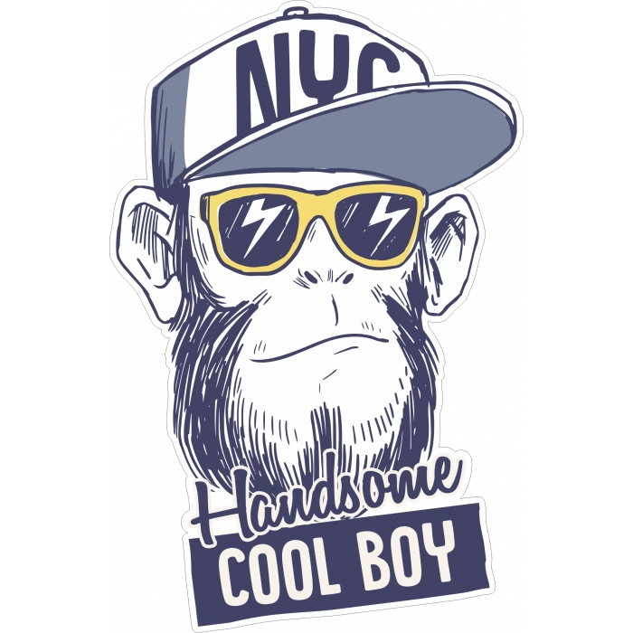 Hand Some Cool Guy Sticker 10x10 cmRenkli Sticker
