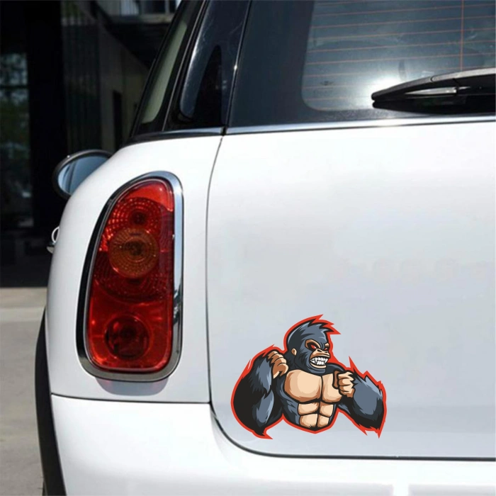 Öfkeli Goril Sticker 10x10 cmRenkli Sticker