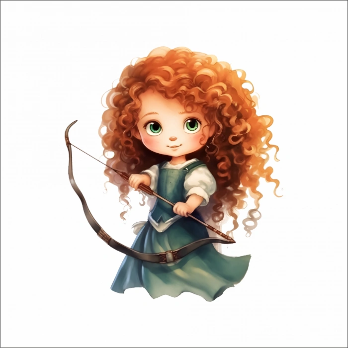 Okçu Cesur Kız Karakter Duvar Stickerı