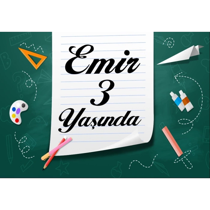 okul ve defter temalı doğum günü afişi 100X150 cm