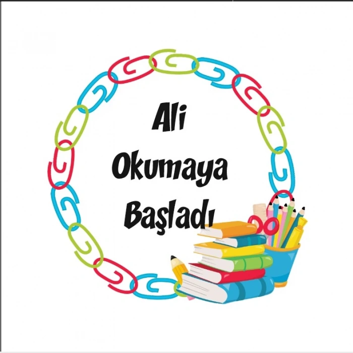 Okumaya Başladı Etiketi Kına Nişan Düğün 3x3 cm özel etiket / 50 adet sticker