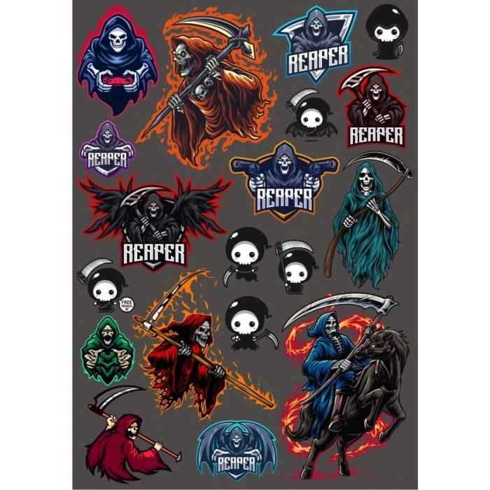 Ölüm Meleği Sticker Set 2 18 Parça Telefon, Tablet, Defter, Laptop Sticker