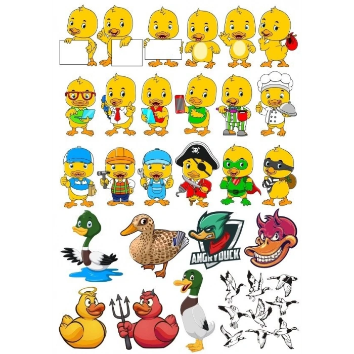 Ördek Temalı Sticker Set-3 25 Parça Telefon, Tablet, Defter, Laptop Sticker