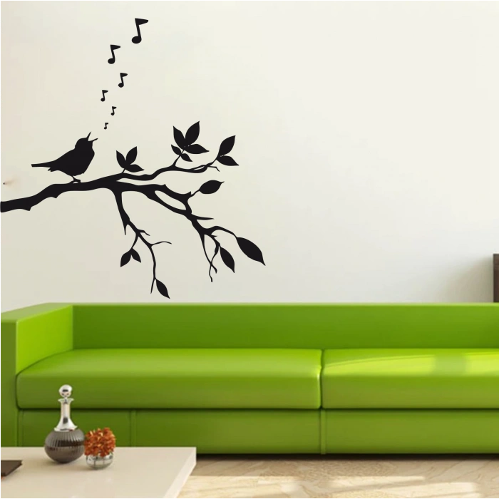 Öten Kuş Duvar Sticker Siyah 20X21 cm