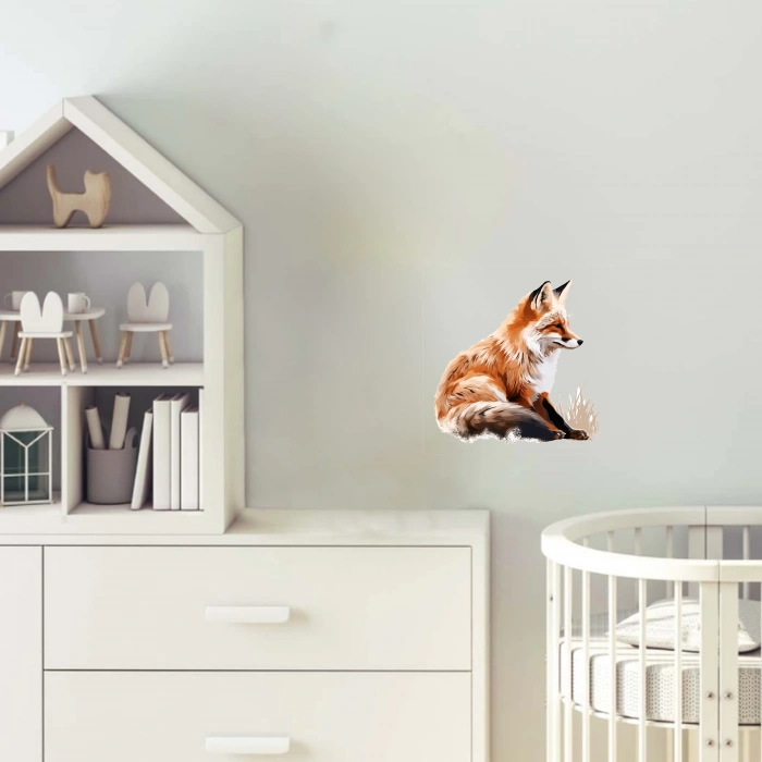 Otların Arasında Oturan Tilki Duvar Stickerı