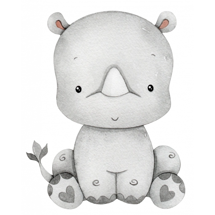 Oturan Gergedan Duvar Stickerı