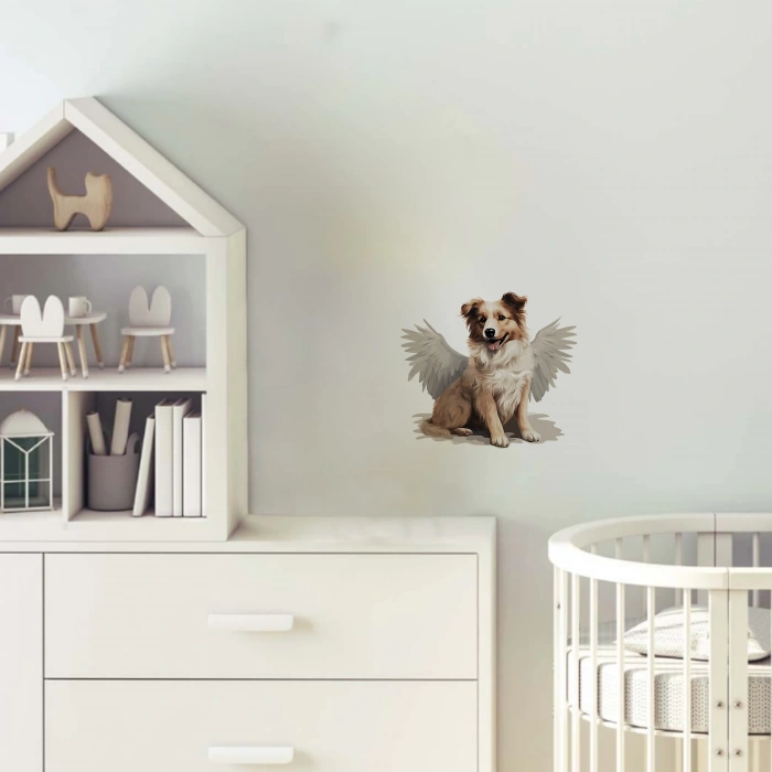 Oturan Kanatlı Köpek Duvar Stickerı