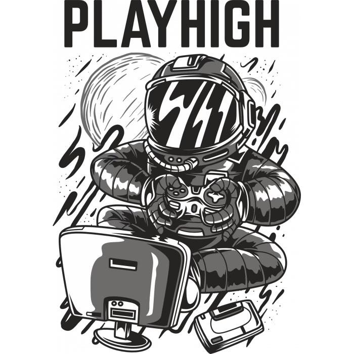 Oyun Oynayan Astronot Sticker 10x10 cmRenkli Sticker