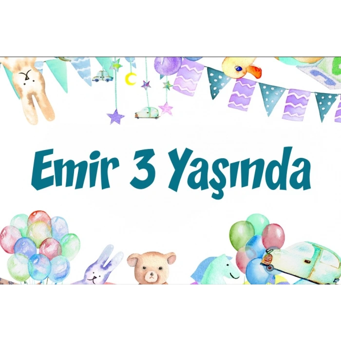 Sevimli Hayvanlar ve Parti Temalı Doğum Günü Afişi 50X70 cm