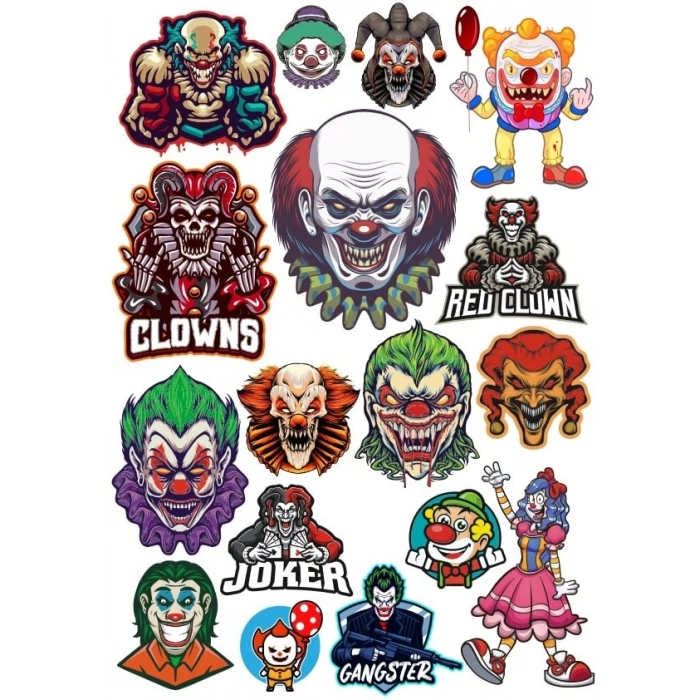 Palyaço Sticker Set 16 Parça Telefon, Tablet, Defter, Laptop Sticker