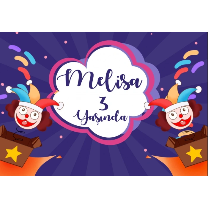Palyaçolar Temalı Doğum Günü Afişi 50X70 cm