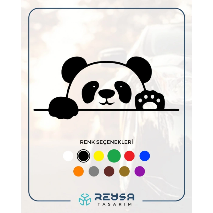 Panda Araba Sticker 17x17 Cm Siyah