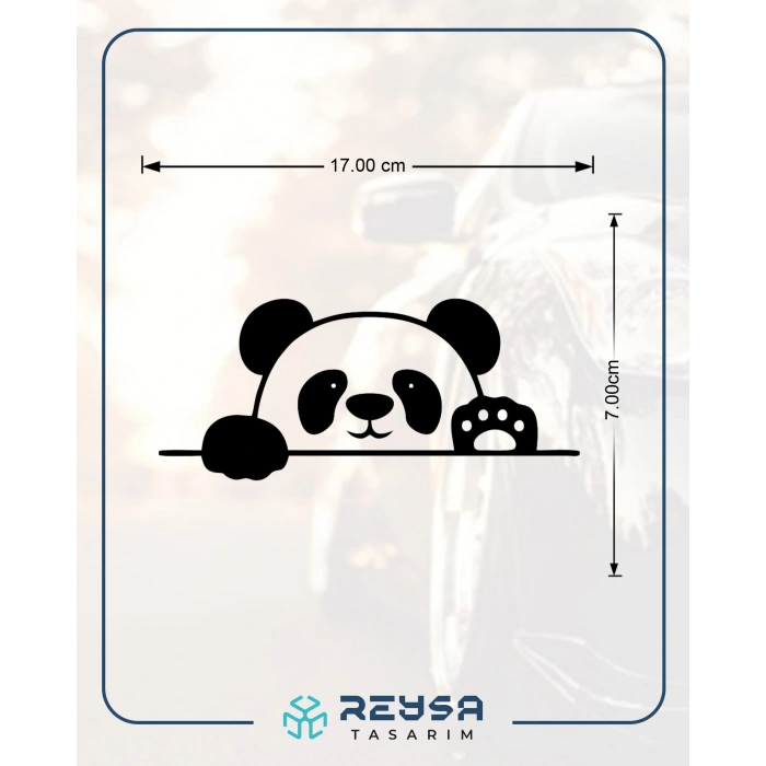 Panda Araba Sticker 17x17 Cm Siyah