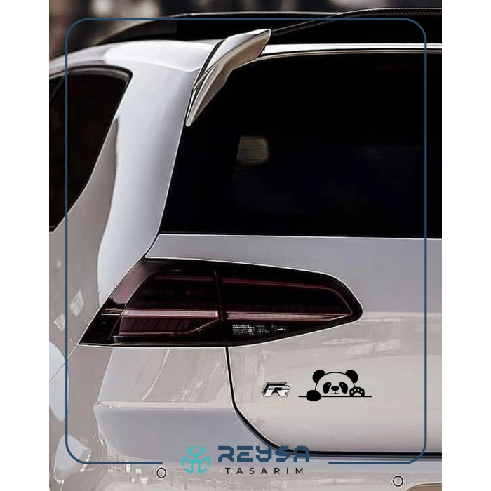 Panda Araba Sticker 17x17 Cm Siyah
