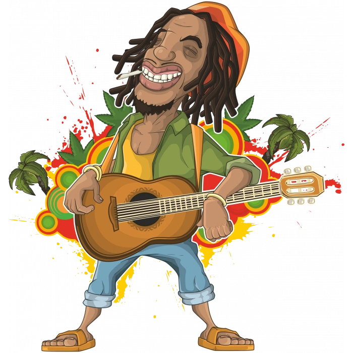 gitar çalan adam sticker 10x10 cmRenkli Sticker