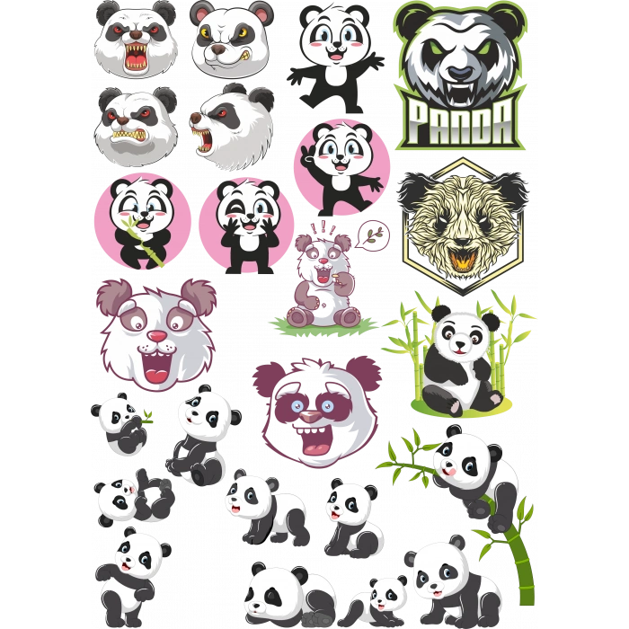 Panda Sticker Set -1 22 Parça Telefon, Tablet, Defter, Laptop Sticker