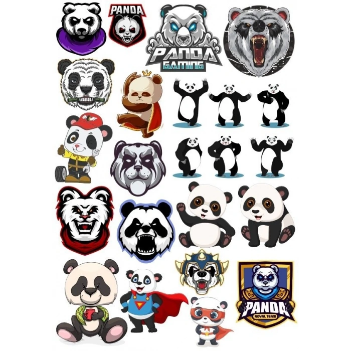 Panda Sticker Set-13 21 Parça Telefon, Tablet, Defter, Laptop Sticker