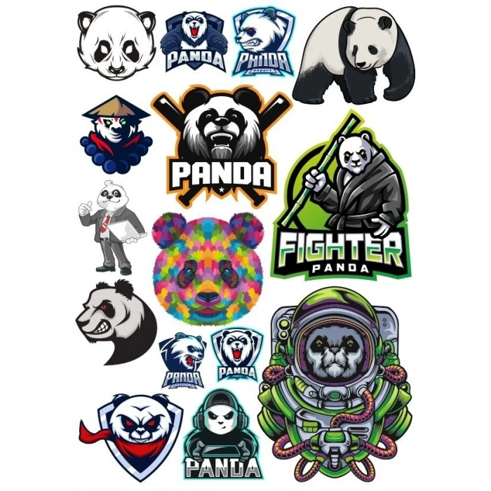 Panda Sticker Set-5 19 Parça Telefon, Tablet, Defter, Laptop Sticker