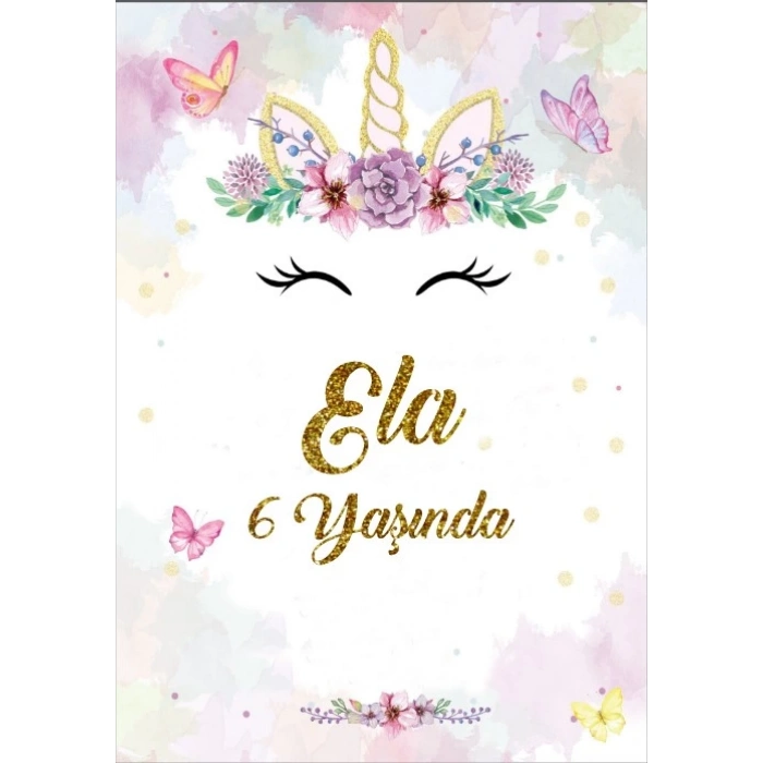 Unicorn Temalı Doğum Günü Afişi 35X50 cm