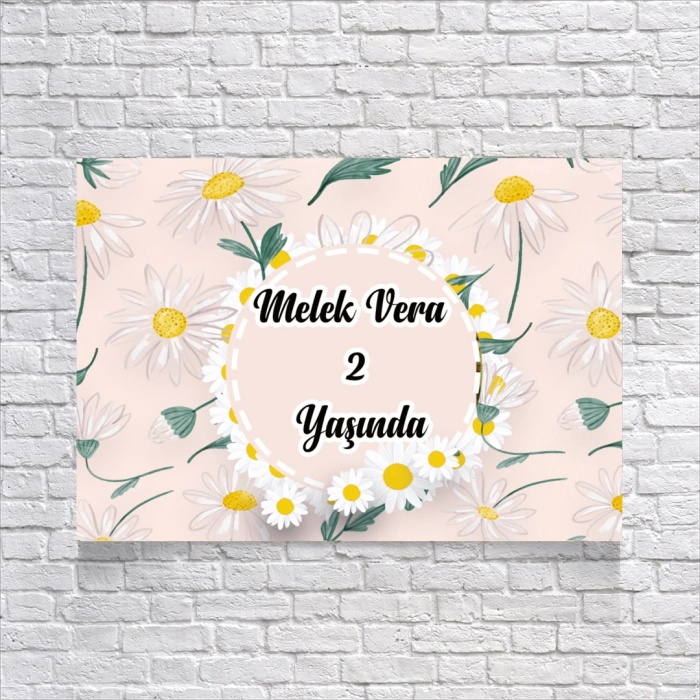 Papatya Temalı Doğum Günü Afişi 50X70 cm