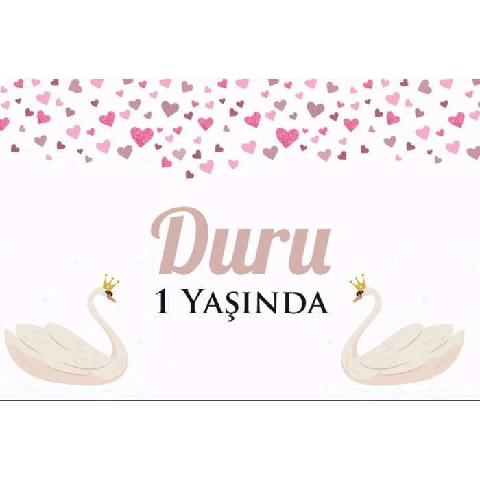 Kuğu Temalı Doğum Günü Afişi 70X100 cm