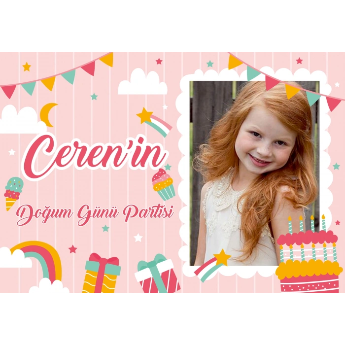 Pasta Temalı Doğum Günü Afişi 70X100 cm