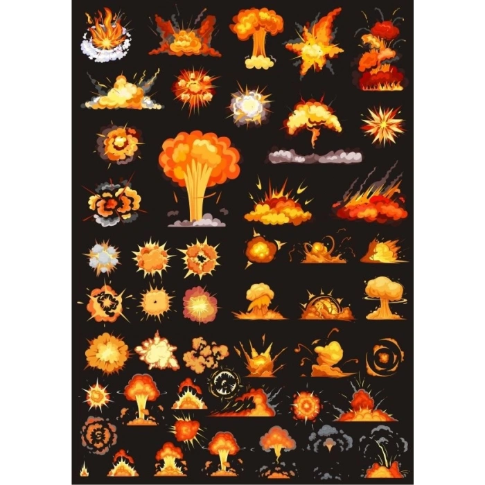Patlamalar Sticker Set-2 20 Parça Telefon, Tablet, Defter, Laptop Sticker