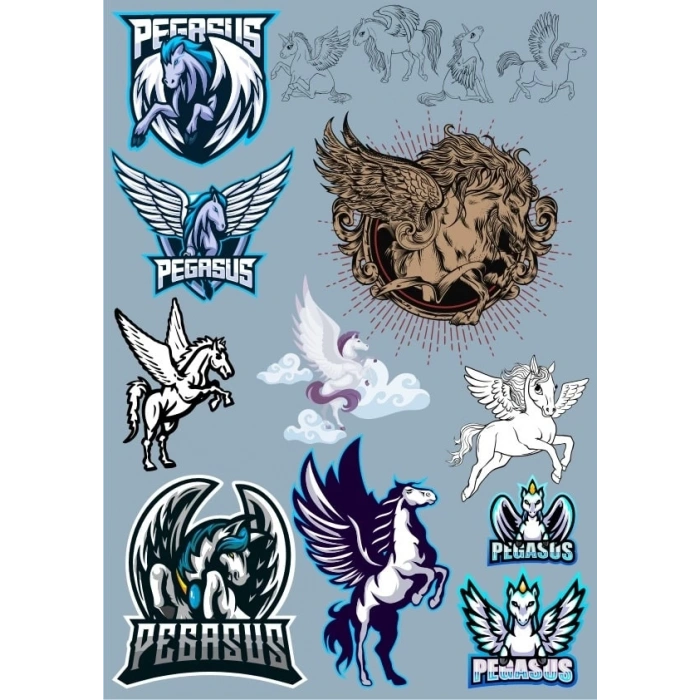 Pegasus Sticker Set 2 15 Parça Telefon, Tablet, Defter, Laptop Sticker