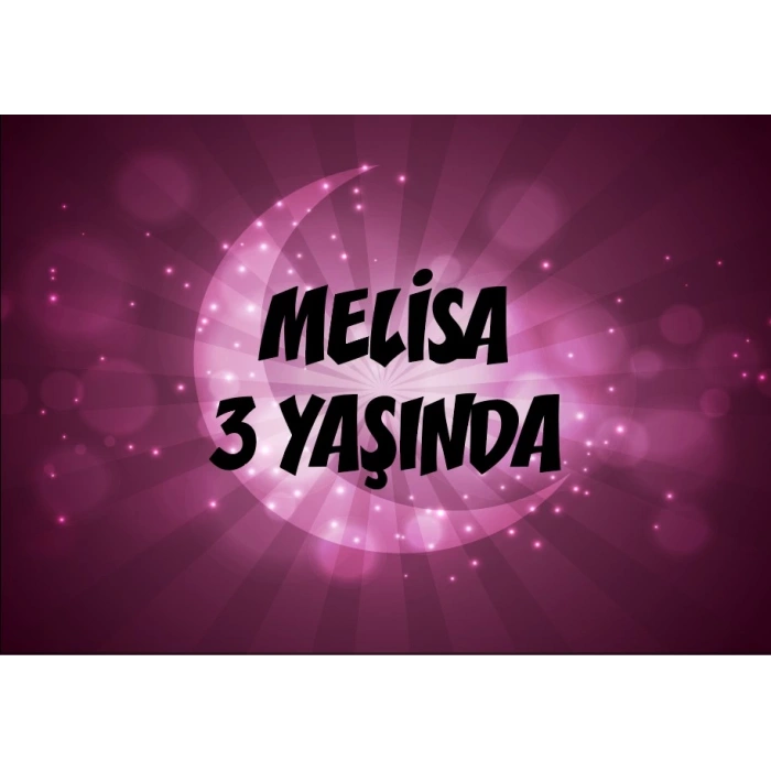 Pembe Ay Temalı Doğum Günü Afişi 70X100 cm