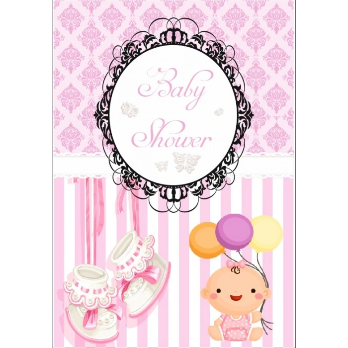 Pembe Bebek Temalı Baby Shower Afişi 100x150 Cm