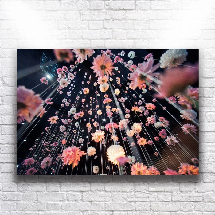 Pembe Çiçekler Kanvas