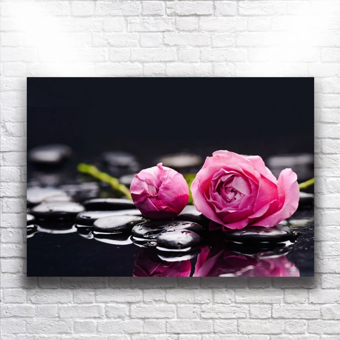 Pembe Çiçekler Kanvas