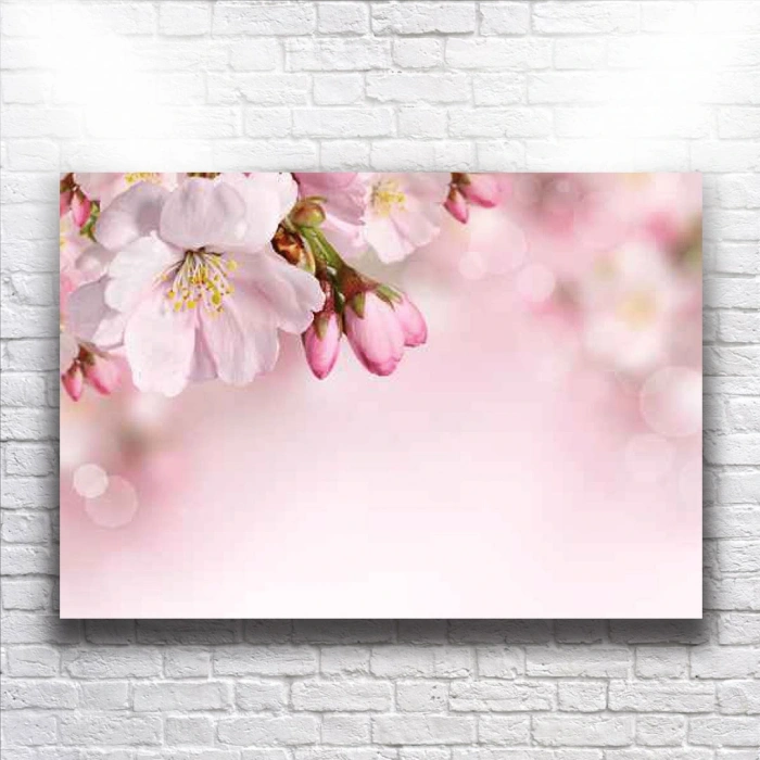 Pembe Çiçekler Kanvas
