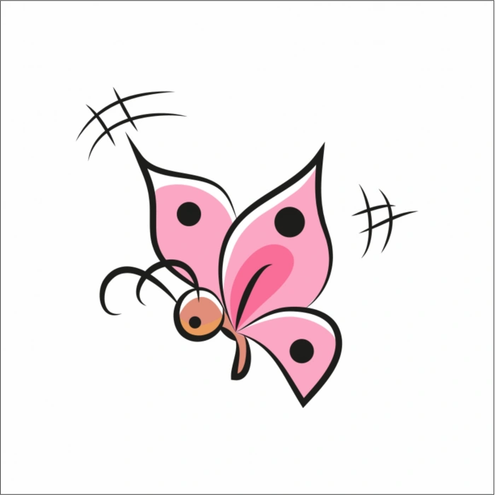 Pembe Çizim Kelebek Sticker