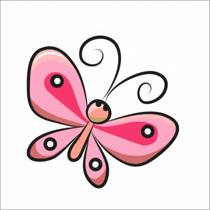 Pembe Çizim Kelebek Sticker