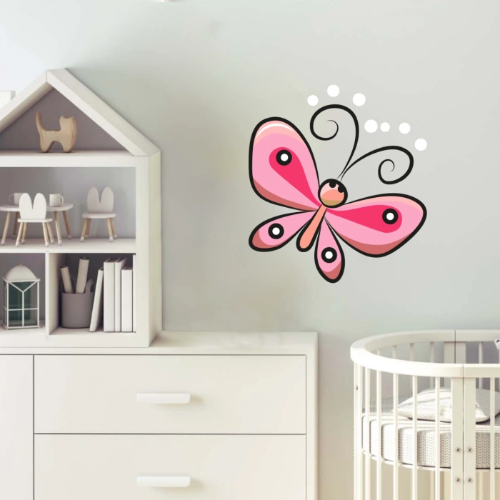 Pembe Çizim Kelebek Sticker
