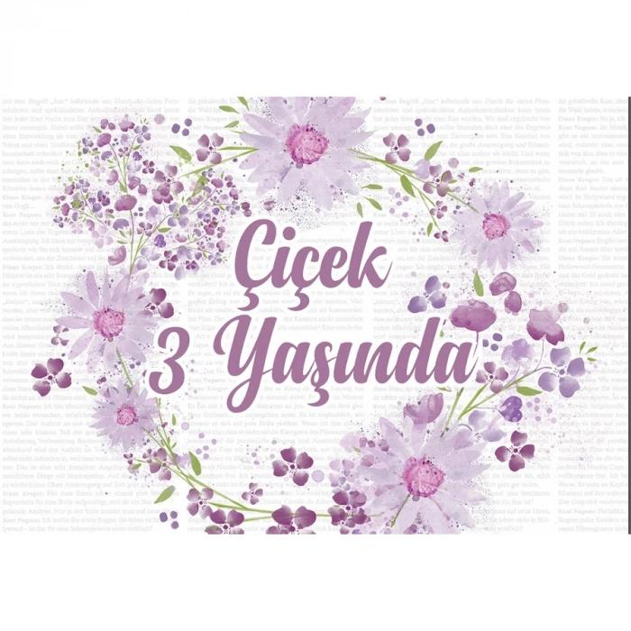 Çiçekler Temalı Doğum Günü Afişi -2 50X70 cm