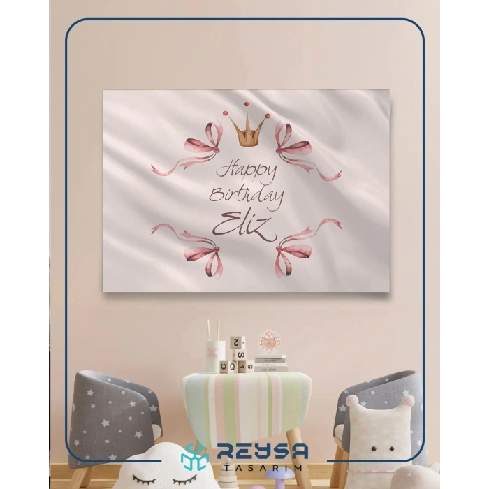 Pembe fiyonk Temalı Doğum Günü Afişi 50X70 cm