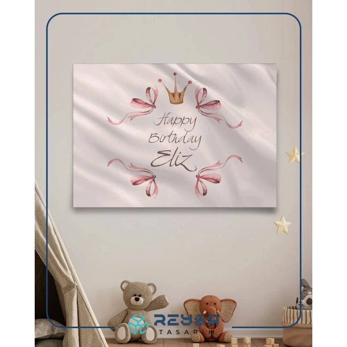 Pembe fiyonk Temalı Doğum Günü Afişi 50X70 cm