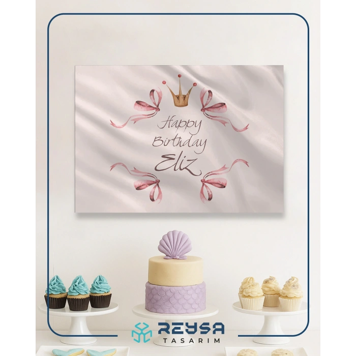 Pembe fiyonk Temalı Doğum Günü Afişi 50X70 cm