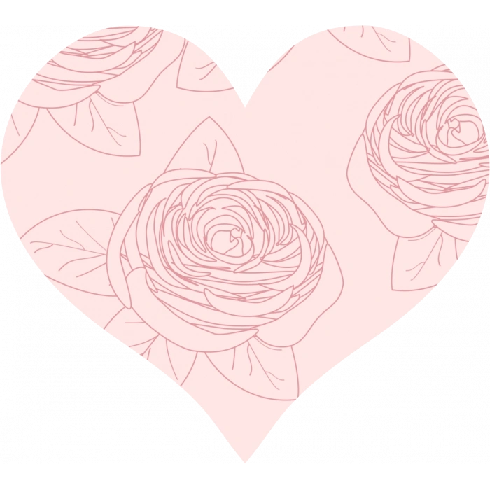 Pembe Güllü Kalp Duvar Stickerı