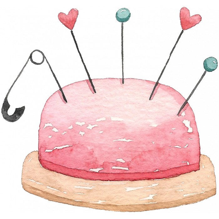 Pembe İğnelik ve Toplu İğneler Duvar Stickerı