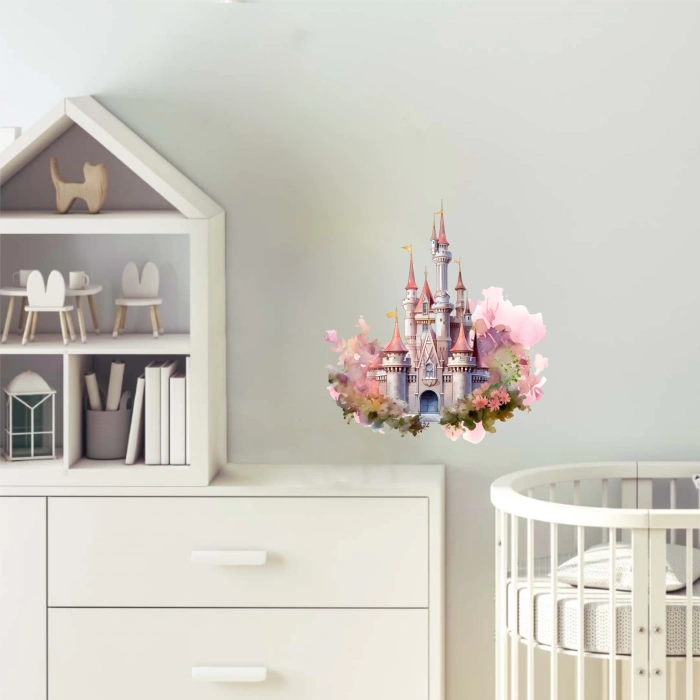 Pembe Şato Masal Duvar Stickerı